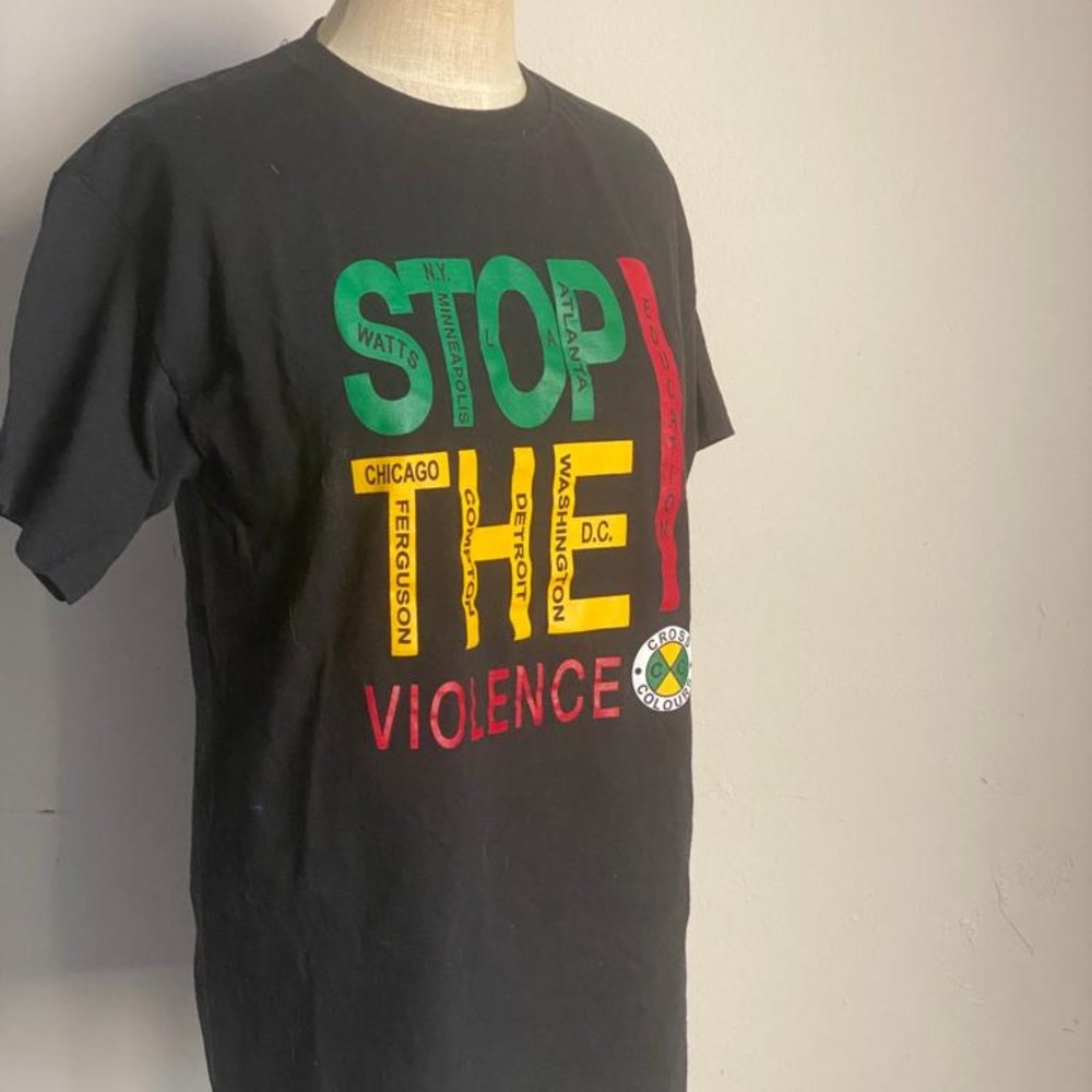 Cross Colours T-shirt Men's M Stop The Violence 90s Hip Hop Rap